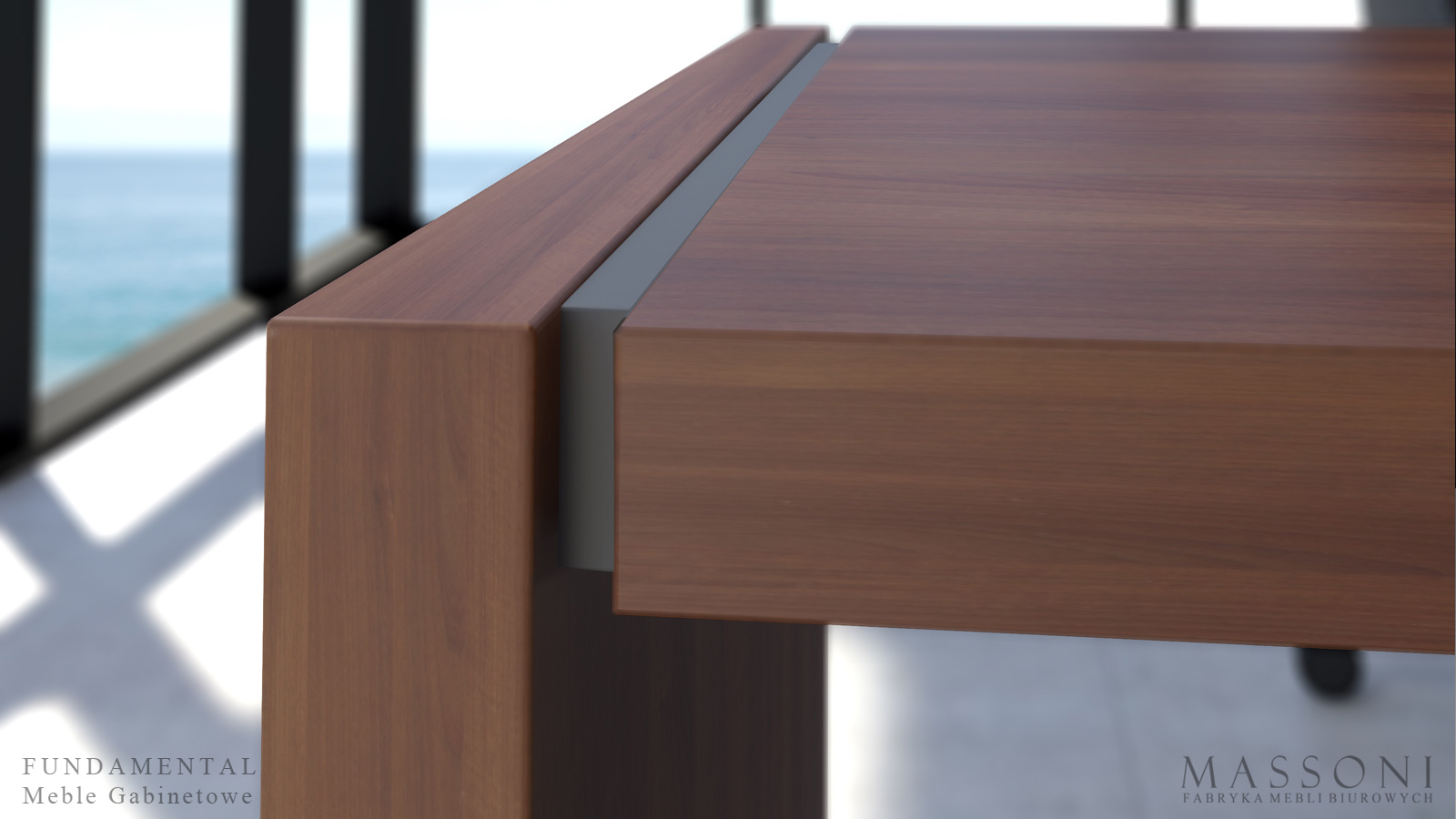 Fabryka Mebli Biurowych Massoni meble gabinetowe Fundamental detal nowoczesnego biurka