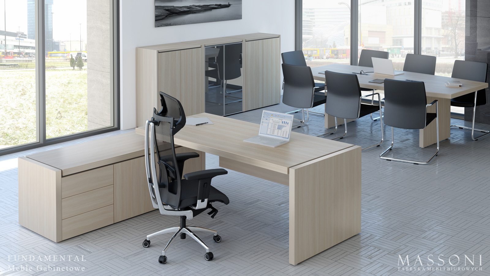 Fabryka Mebli Biurowych Massoni meble gabinetowe Fundamental meble gabinetowe dab