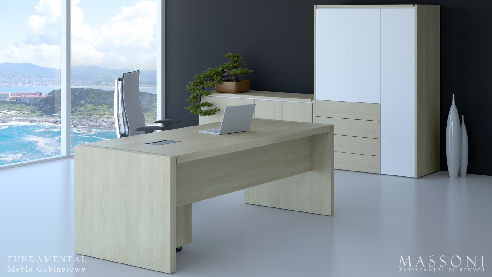 Fabryka Mebli Biurowych Massoni meble gabinetowe Fundamental nowoczesny gabinet