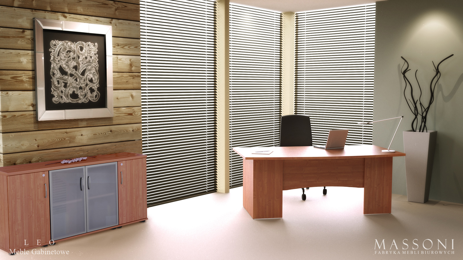 Fabryka Mebli Biurowych Massoni meble gabinetowe biurko i szafa