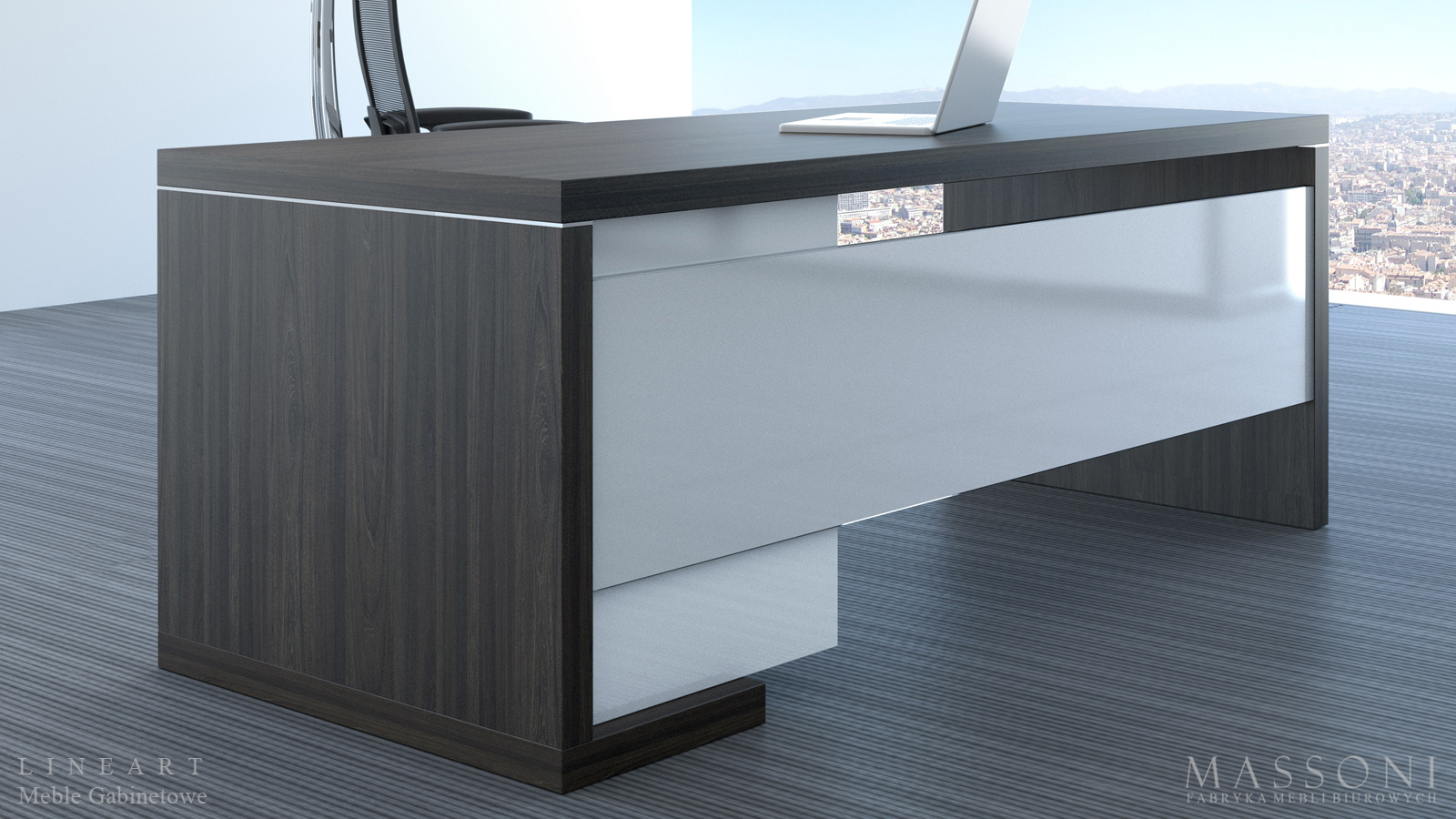 Fabryka Mebli Biurowych Massoni meble gabinetowe Lineart blenda akrylowa
