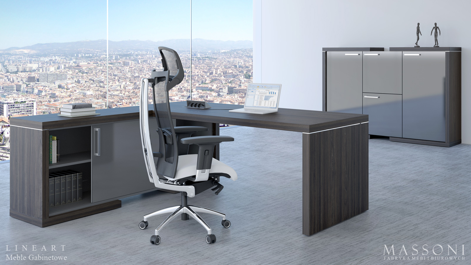 Fabryka Mebli Biurowych Massoni meble gabinetowe Lineart ergonomiczne stanowisko pracy 