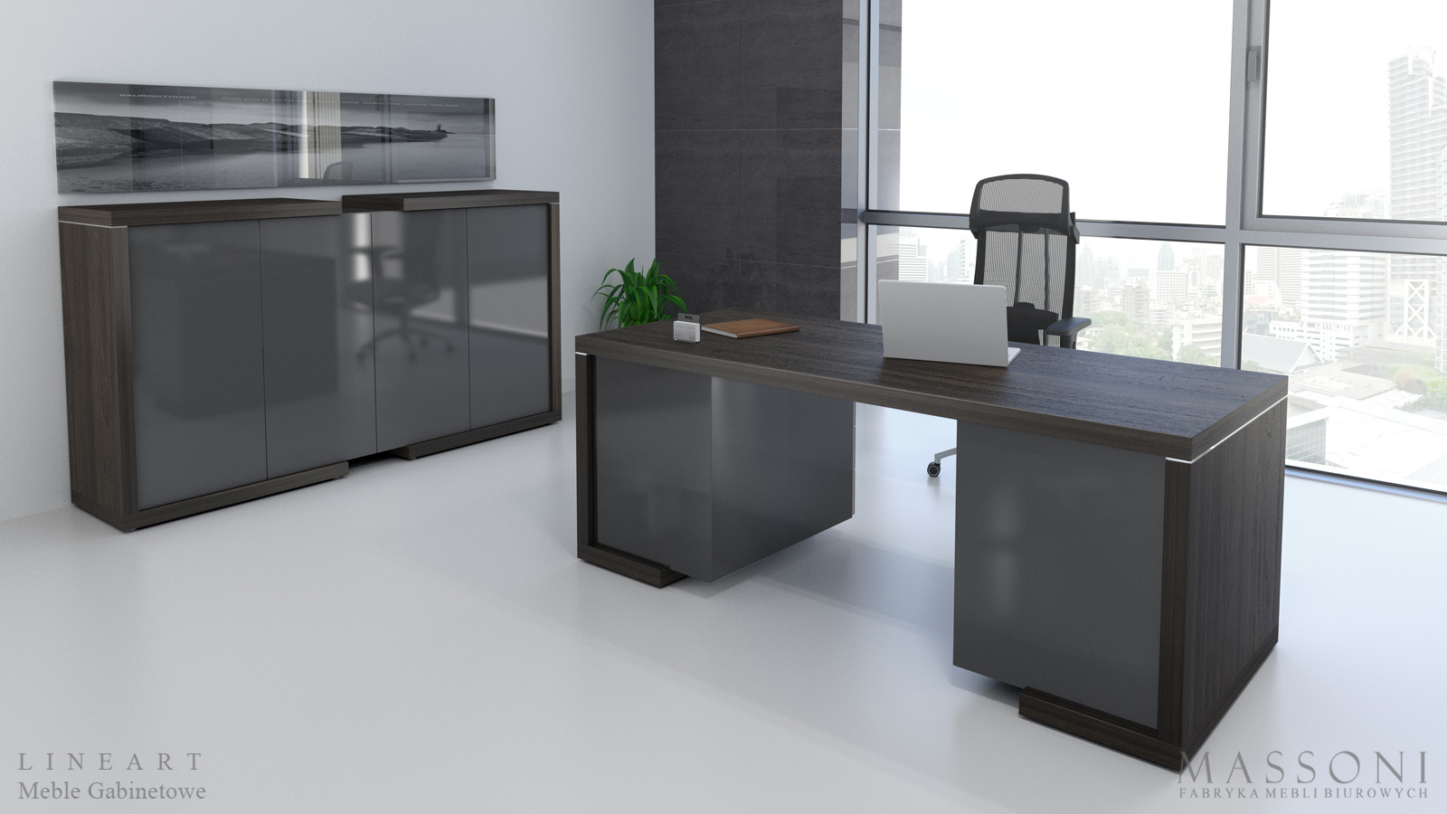 Fabryka Mebli Biurowych Massoni meble gabinetowe Lineart modernistyczny gabinet 