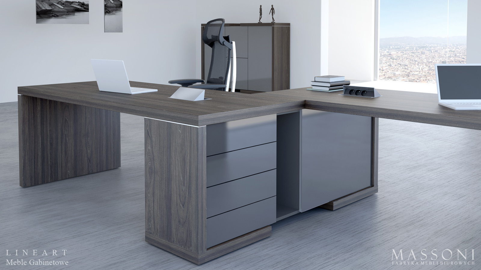 Fabryka Mebli Biurowych Massoni meble gabinetowe Lineart komoda podbiurkowa 