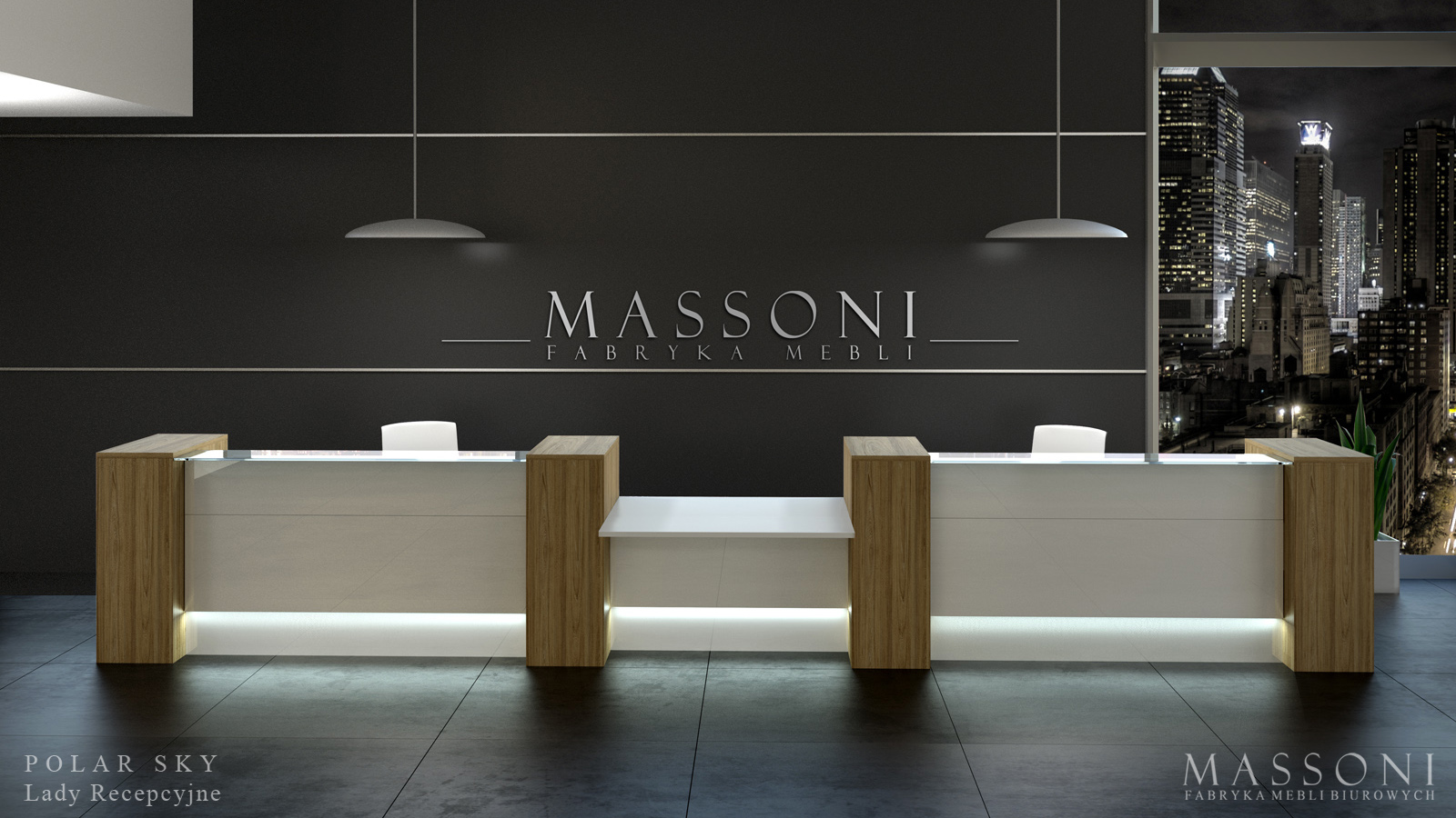 Fabryka Mebli Biurowych Massoni Lady Recepcyjne Polar Sky lady recepcyjne HPL
