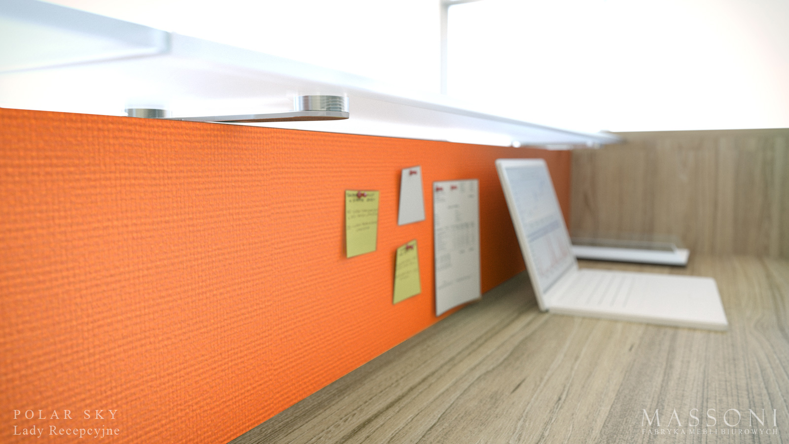 Fabryka Mebli Biurowych Massoni Lady Recepcyjne Polar Sky lady recepcyjne panel tapicerowany